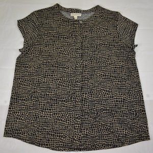 Dana Buchman EUC Women's Cap Sleeve Blouse XL Cheetah Print